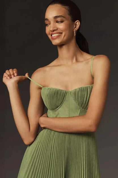 MaisonNox® | Elegante Plissé Midi Jurk voor Ceremonies en Speciale Gelegenheden