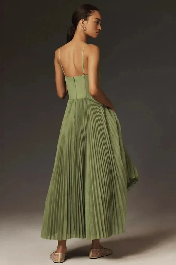 MaisonNox® | Elegante Plissé Midi Jurk voor Ceremonies en Speciale Gelegenheden