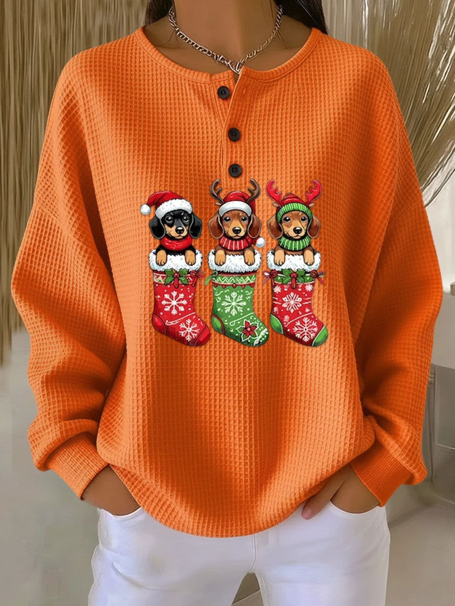 MaisonNox®| Vintage Juletrøje met Hondemotief