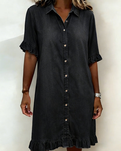 maisonnox® | Comfortabele Denim Jurk met Flatterende Rimpeling