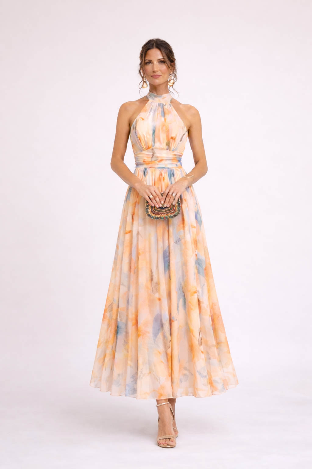 maisonnox® | Halterjurk met aquarelprint