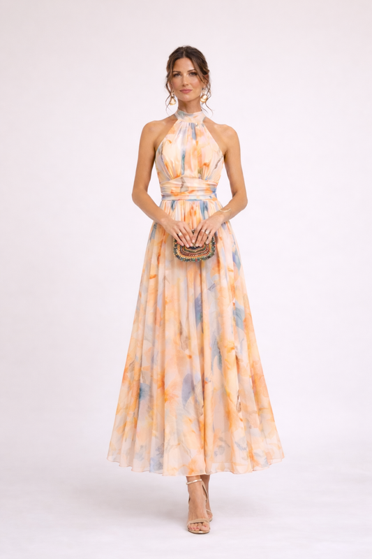 maisonnox® | Halterjurk met aquarelprint