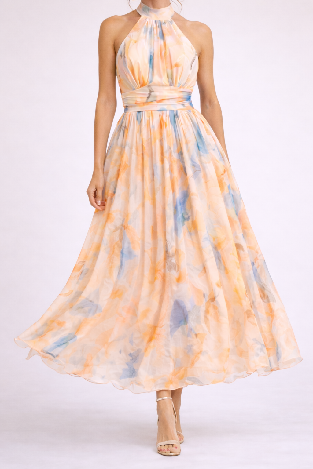 maisonnox® | Halterjurk met aquarelprint