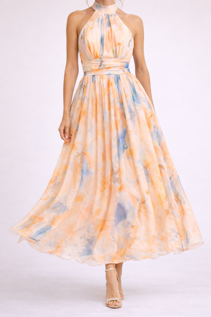 maisonnox® | Halterjurk met aquarelprint