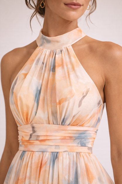 maisonnox® | Halterjurk met aquarelprint