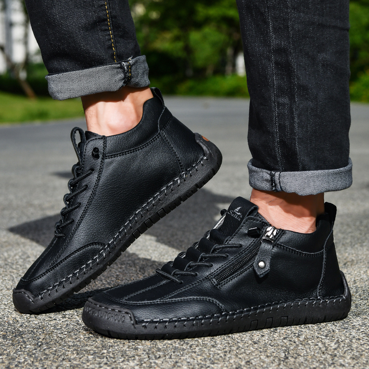 MaisonNox® | Nubuckleder Schoenen met Rits voor Mannen