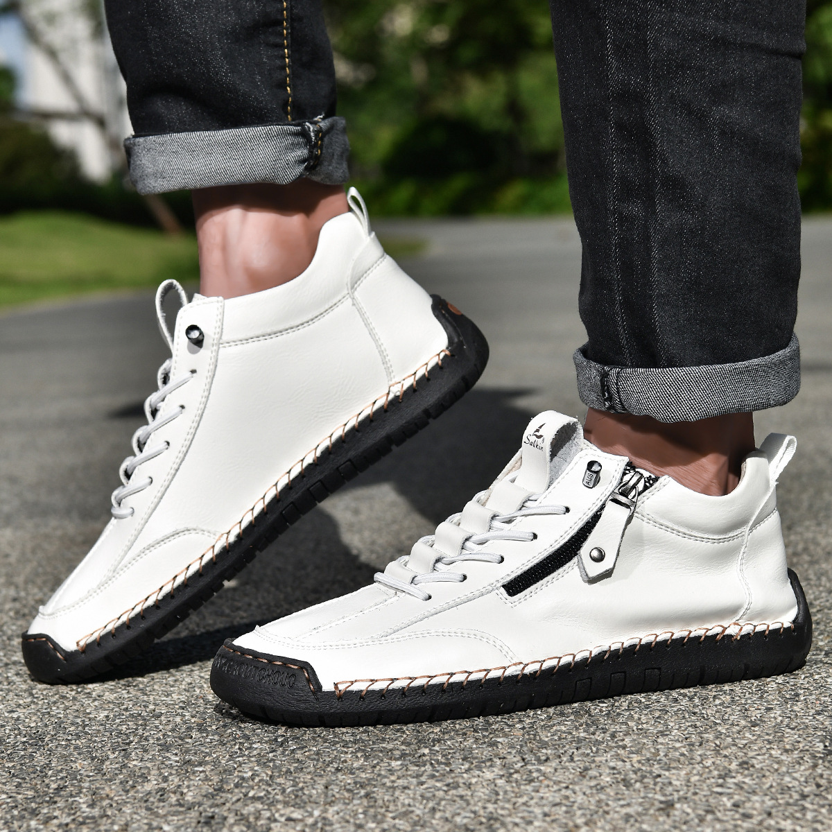 MaisonNox® | Nubuckleder Schoenen met Rits voor Mannen