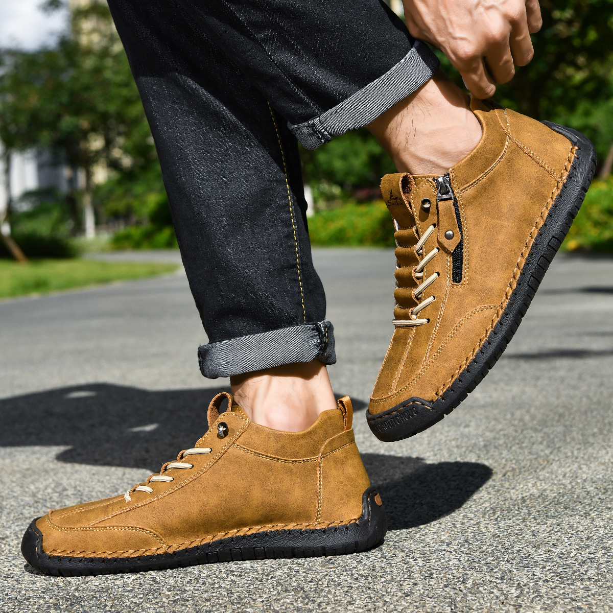 MaisonNox® | Nubuckleder Schoenen met Rits voor Mannen