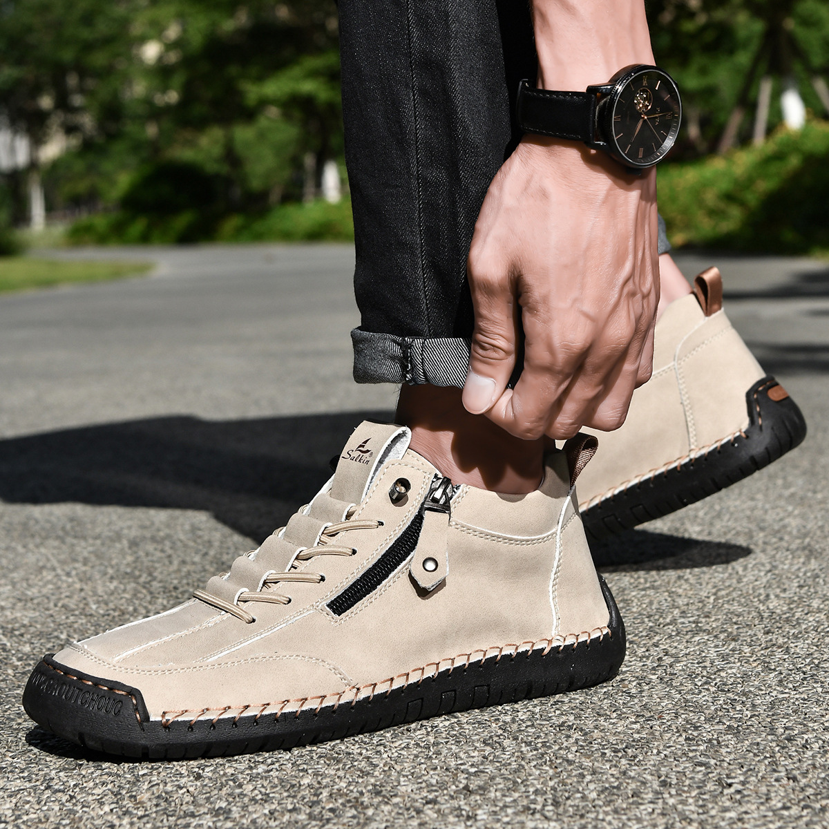 MaisonNox® | Nubuckleder Schoenen met Rits voor Mannen