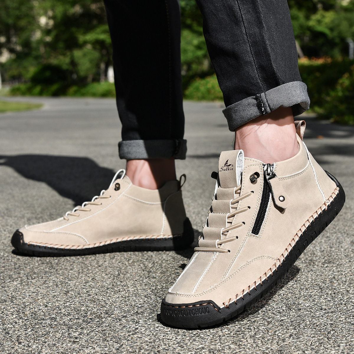 MaisonNox® | Nubuckleder Schoenen met Rits voor Mannen