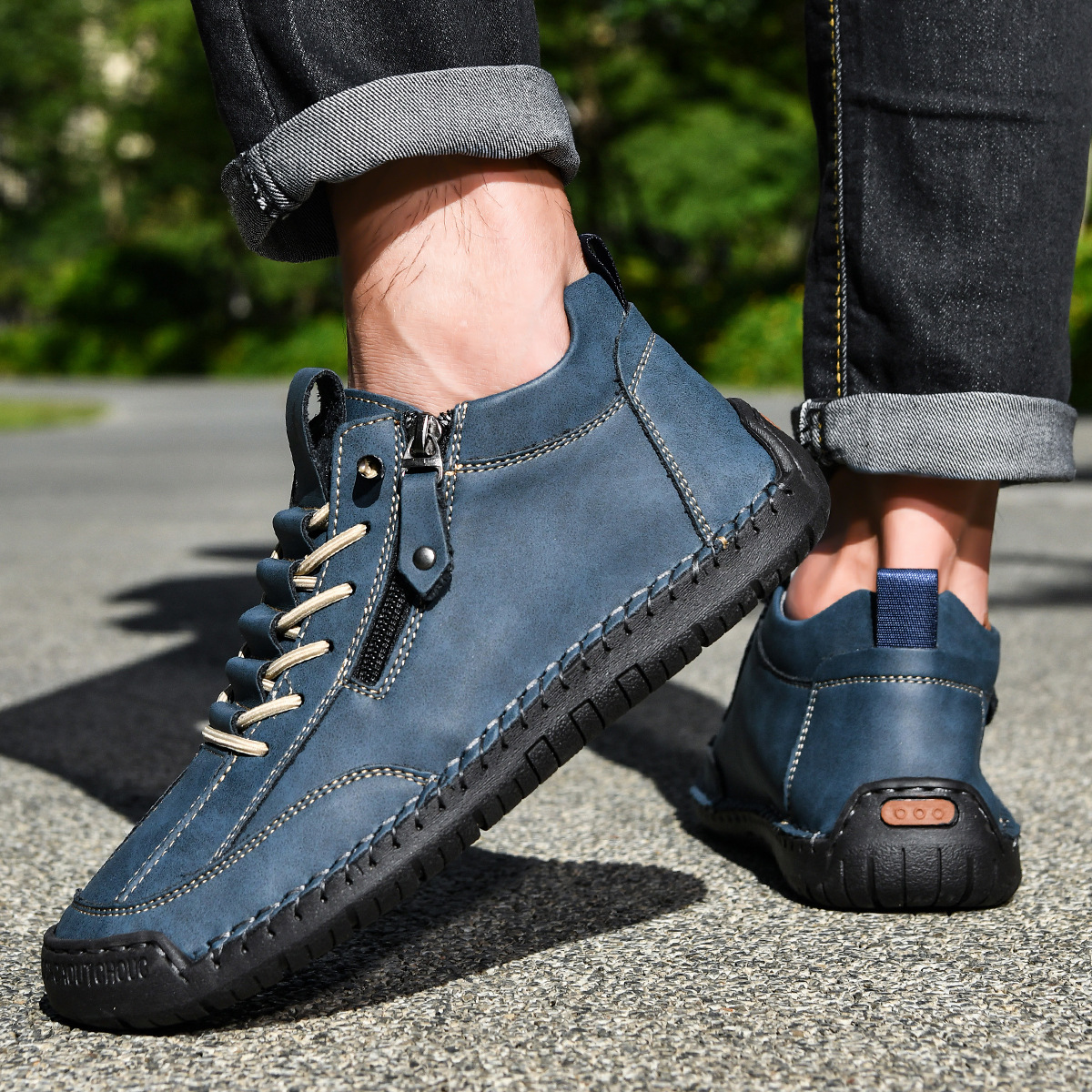 MaisonNox® | Nubuckleder Schoenen met Rits voor Mannen