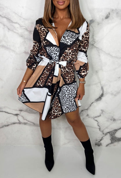 MaisonNox® | Elegante Overhemdjurk met Dierenprint