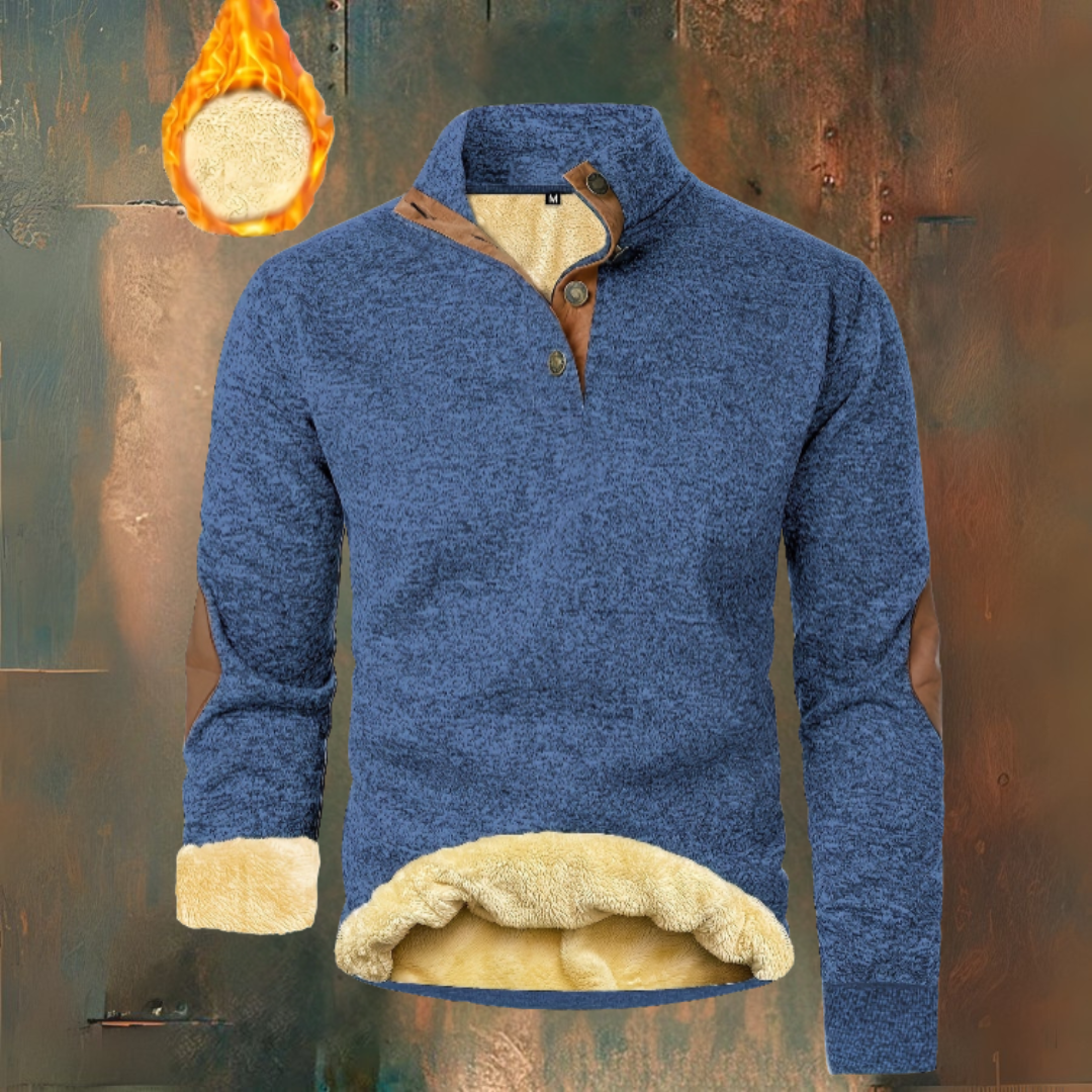 MaisonNox® Warme fleece trui met knoopsluiting