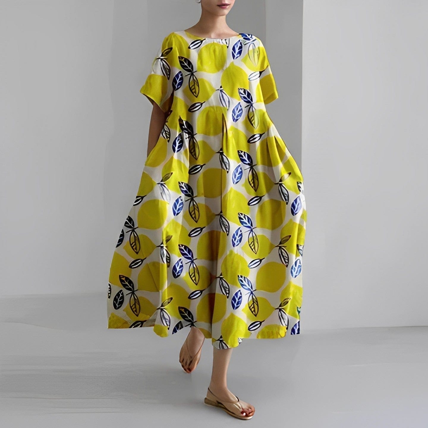 maisonnox® | Lange Damesjurk met Bloemenprint en Korte Mouwen (TIJDELIJK 1+1 GRATIS!)