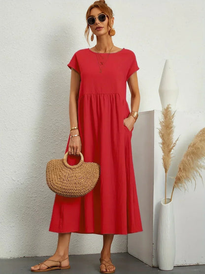 maisonnox® | Midi-jurk met vloeiende stof en tijdloze elegantie