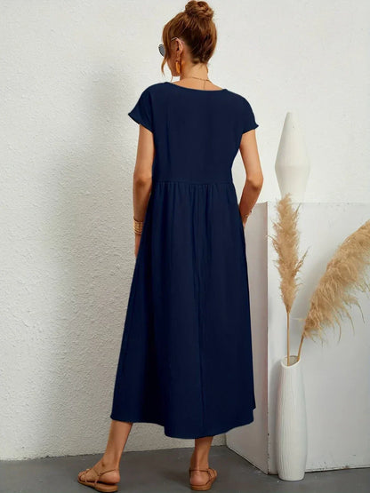 maisonnox® | Midi-jurk met vloeiende stof en tijdloze elegantie