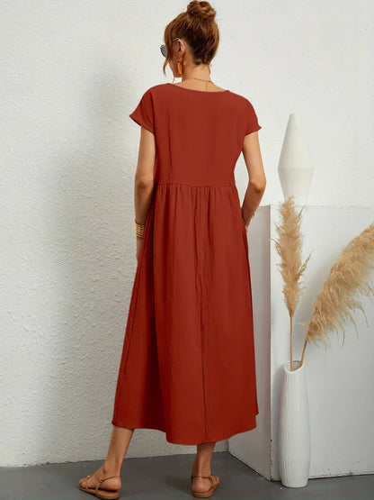 maisonnox® | Midi-jurk met vloeiende stof en tijdloze elegantie