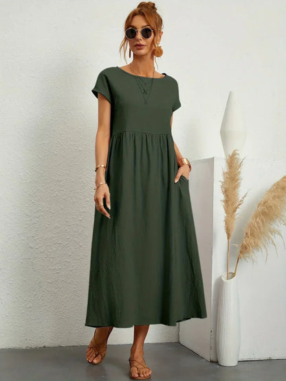 maisonnox® | Midi-jurk met vloeiende stof en tijdloze elegantie