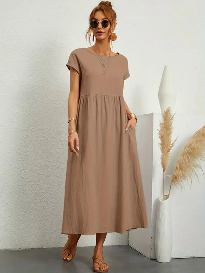 maisonnox® | Midi-jurk met vloeiende stof en tijdloze elegantie