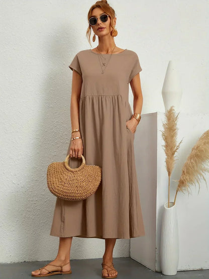 maisonnox® | Midi-jurk met vloeiende stof en tijdloze elegantie