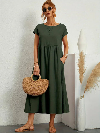 maisonnox® | Midi-jurk met vloeiende stof en tijdloze elegantie