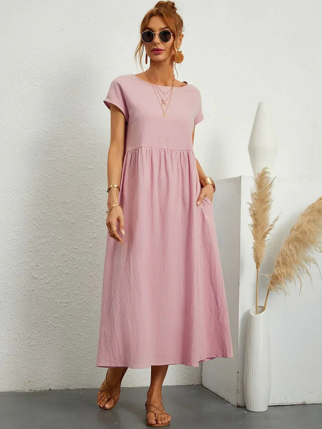 maisonnox® | Midi-jurk met vloeiende stof en tijdloze elegantie