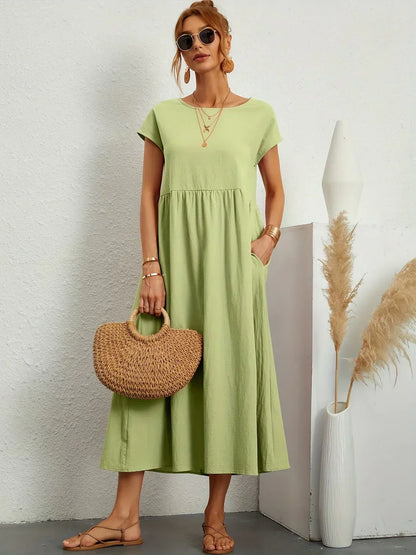 maisonnox® | Midi-jurk met vloeiende stof en tijdloze elegantie