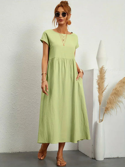 maisonnox® | Midi-jurk met vloeiende stof en tijdloze elegantie