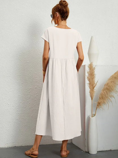 maisonnox® | Midi-jurk met vloeiende stof en tijdloze elegantie