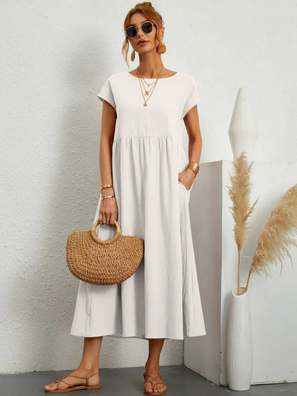maisonnox® | Midi-jurk met vloeiende stof en tijdloze elegantie