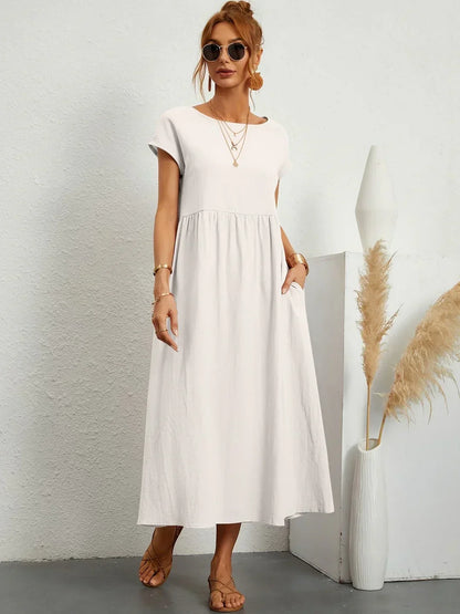 maisonnox® | Midi-jurk met vloeiende stof en tijdloze elegantie