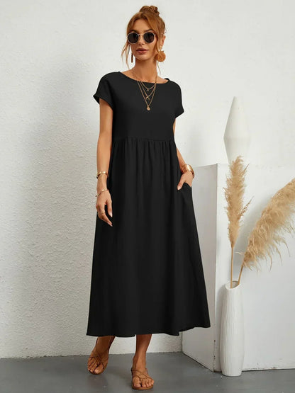 maisonnox® | Midi-jurk met vloeiende stof en tijdloze elegantie