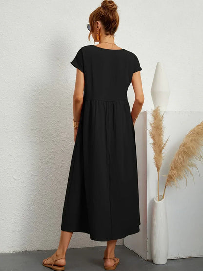 maisonnox® | Midi-jurk met vloeiende stof en tijdloze elegantie