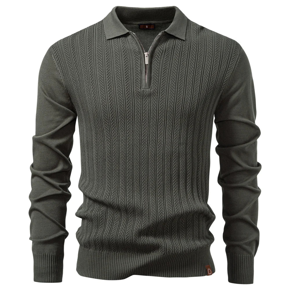 MaisonNox®| LUXE STRUCTUUR POLO MET RITS VOOR HEREN