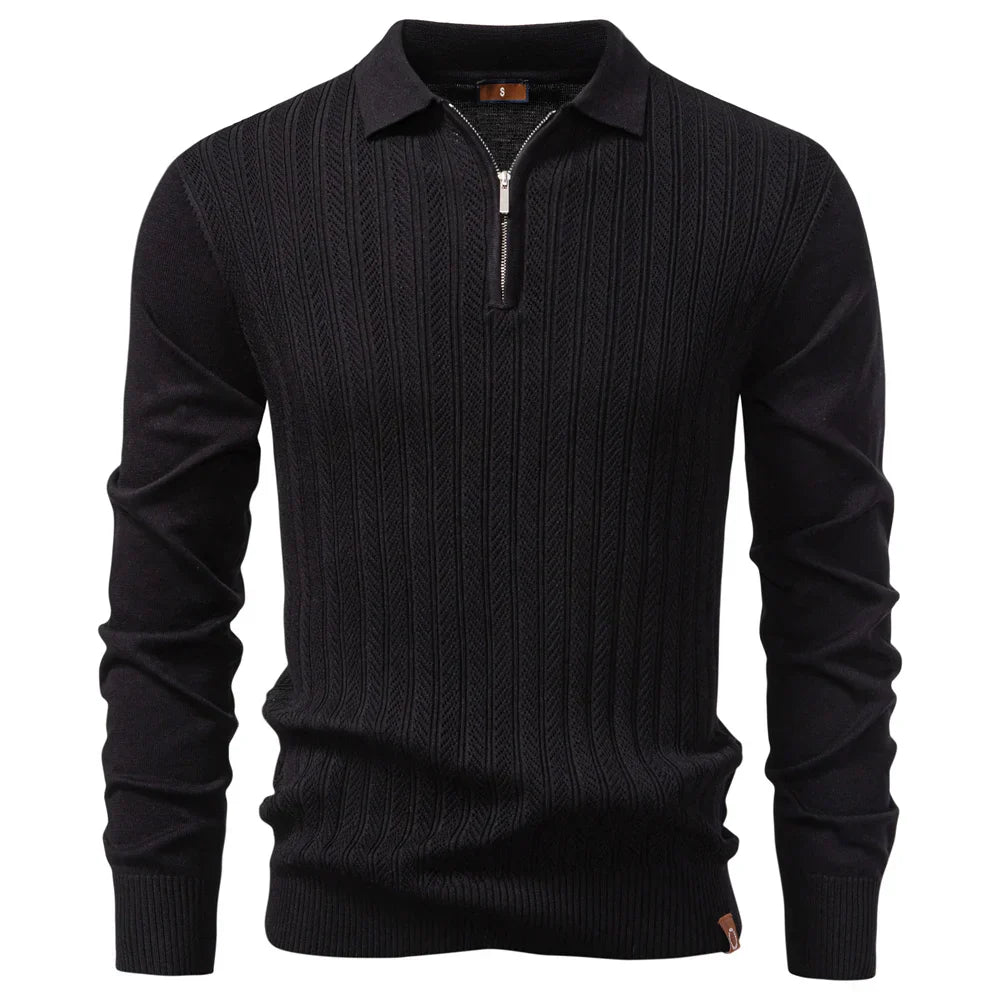 MaisonNox®| LUXE STRUCTUUR POLO MET RITS VOOR HEREN
