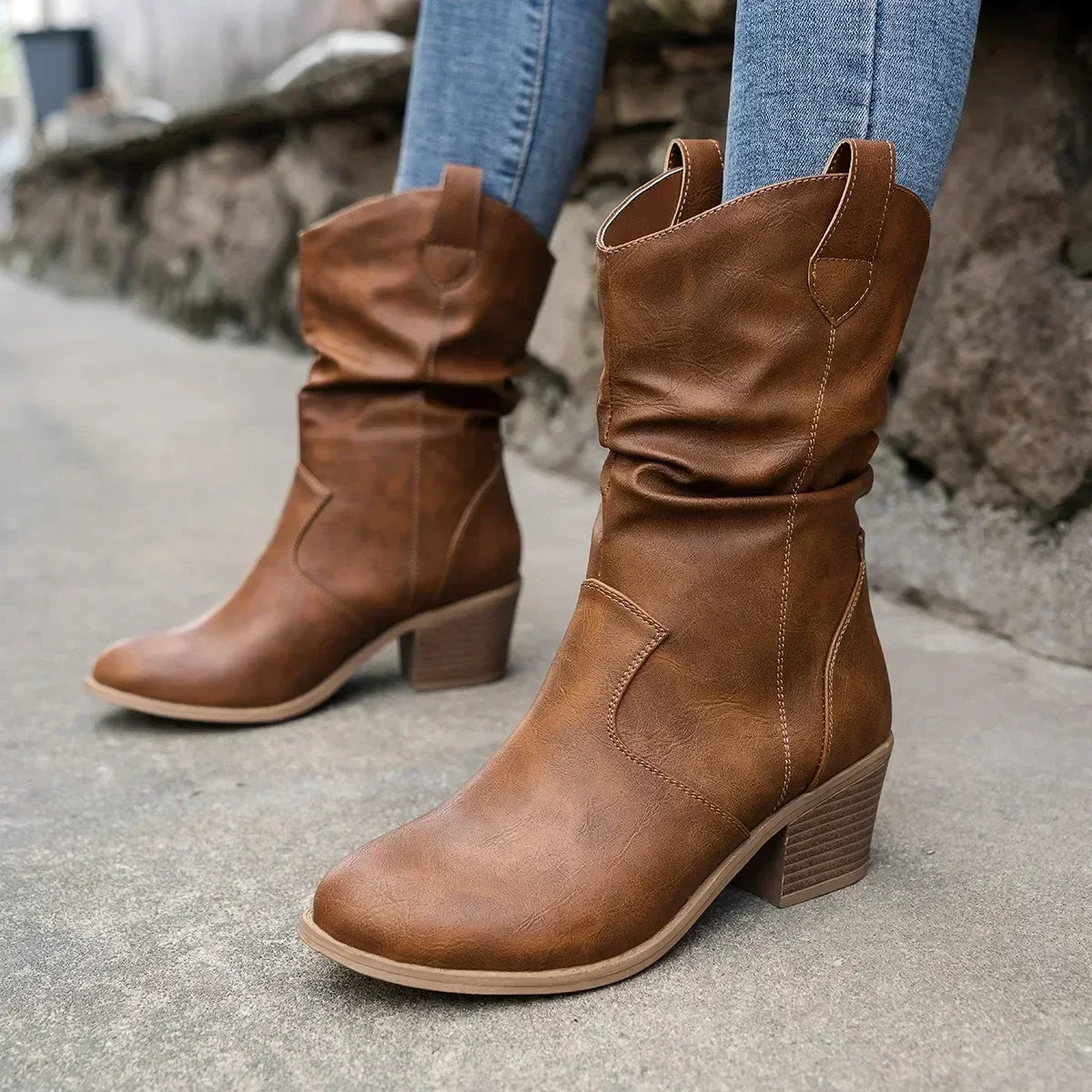 MaisonNox® | Klassieke Mid-Calf Western Boots
