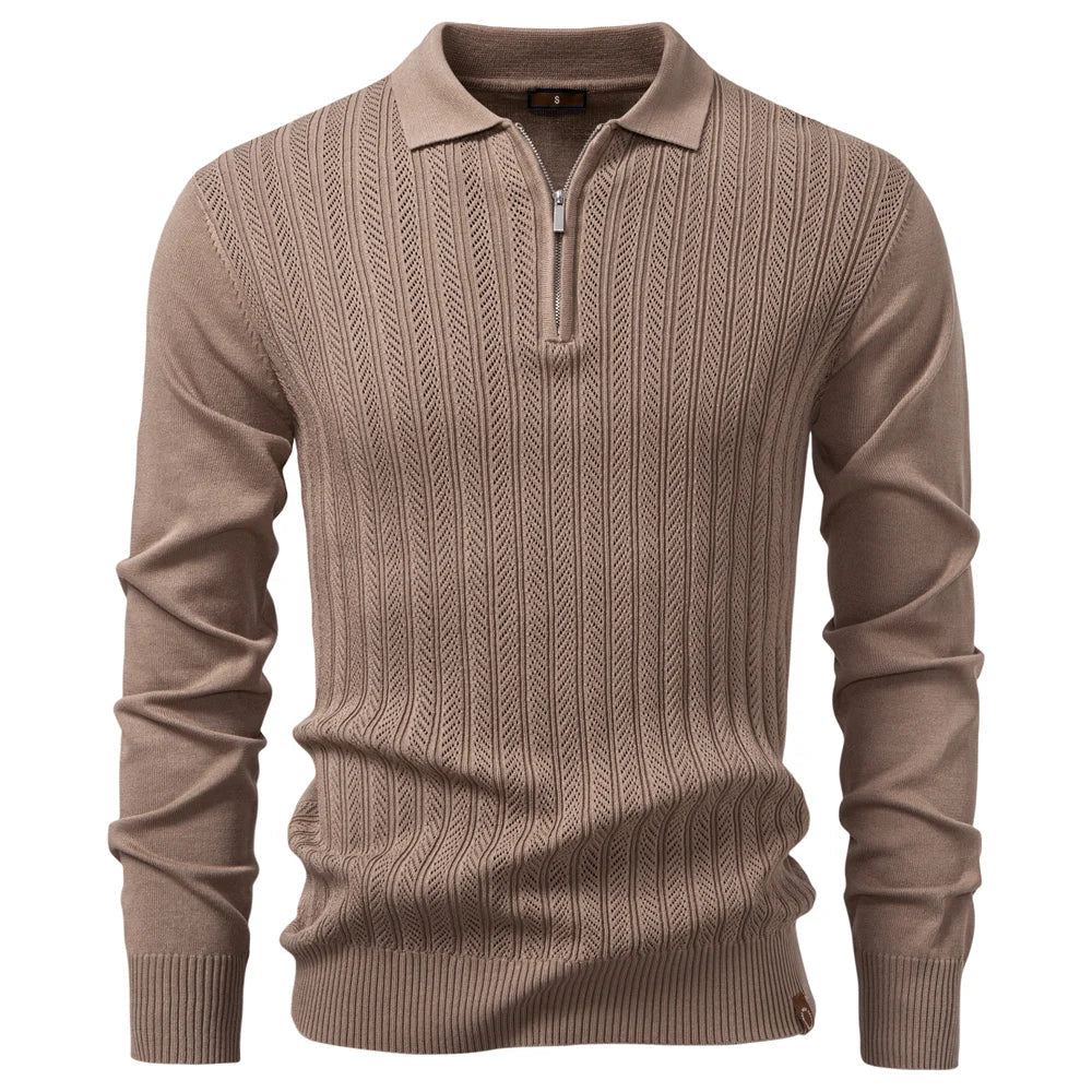 MaisonNox®| LUXE STRUCTUUR POLO MET RITS VOOR HEREN