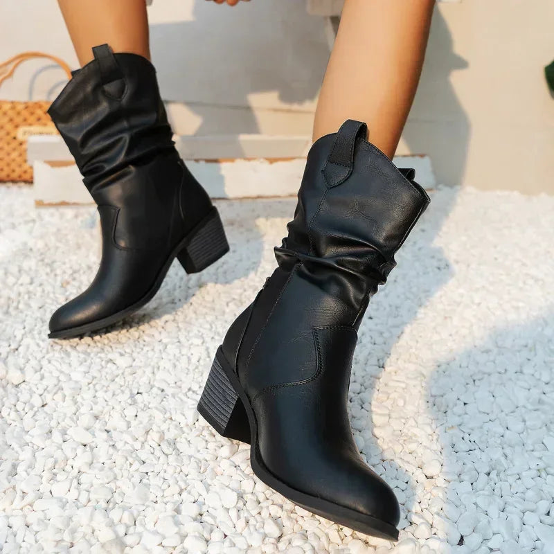 MaisonNox® | Klassieke Mid-Calf Western Boots