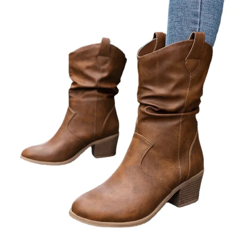 MaisonNox® | Klassieke Mid-Calf Western Boots