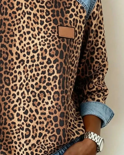 MaisonNox®| Leopard Patchwork Trui met Flatterende Pasvorm en Dagelijks Comfort