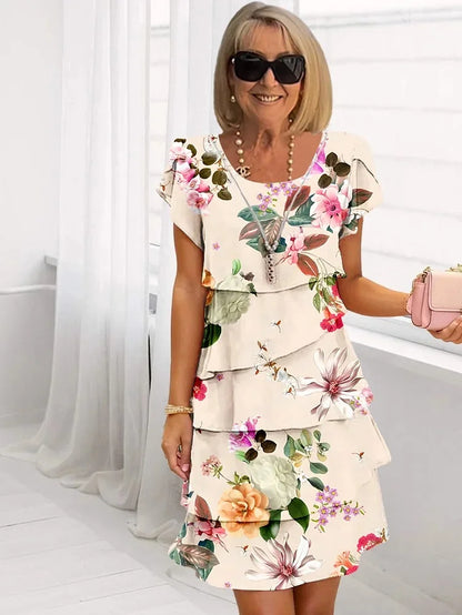 MaisonNox® | Lange Bloemenjurk met Een Flatterende en Elegante Pasvorm