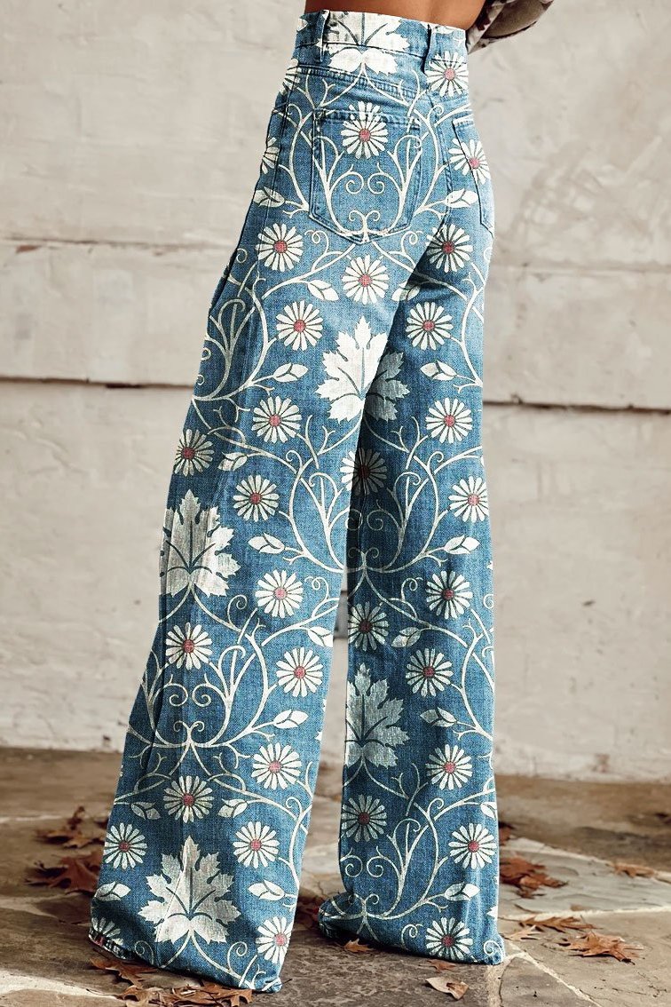 MaisonNox® | Elegante Boho Broek met Bloemenpatroon