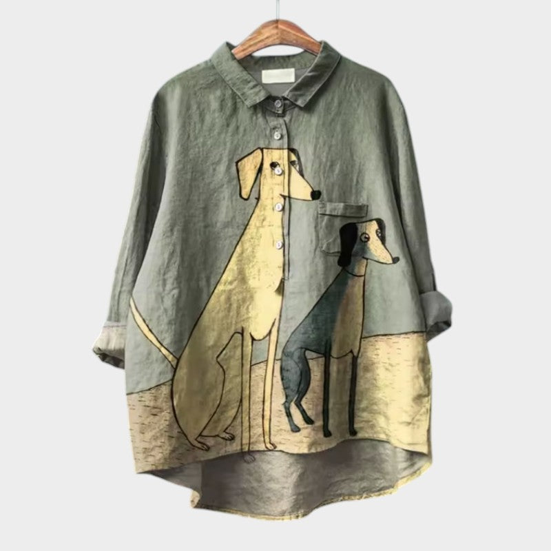 maisonnox®| Exclusieve Damesblouse met Hondenprint