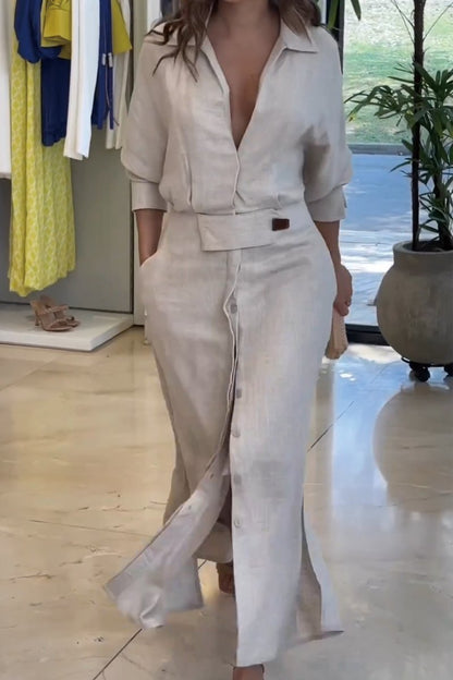 MaisonNox® | Maxidress Elegante met V-hals en Vloeiende Snit voor de Chic Zomer