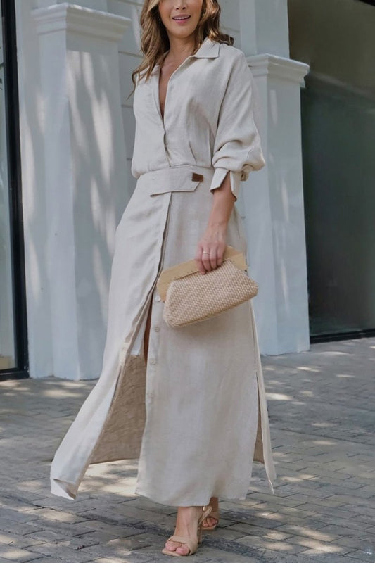 MaisonNox® | Maxidress Elegante met V-hals en Vloeiende Snit voor de Chic Zomer