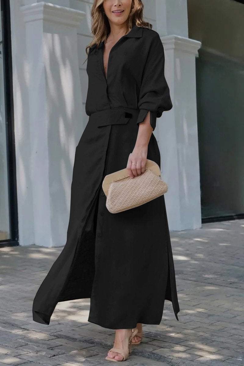 MaisonNox® | Maxidress Elegante met V-hals en Vloeiende Snit voor de Chic Zomer