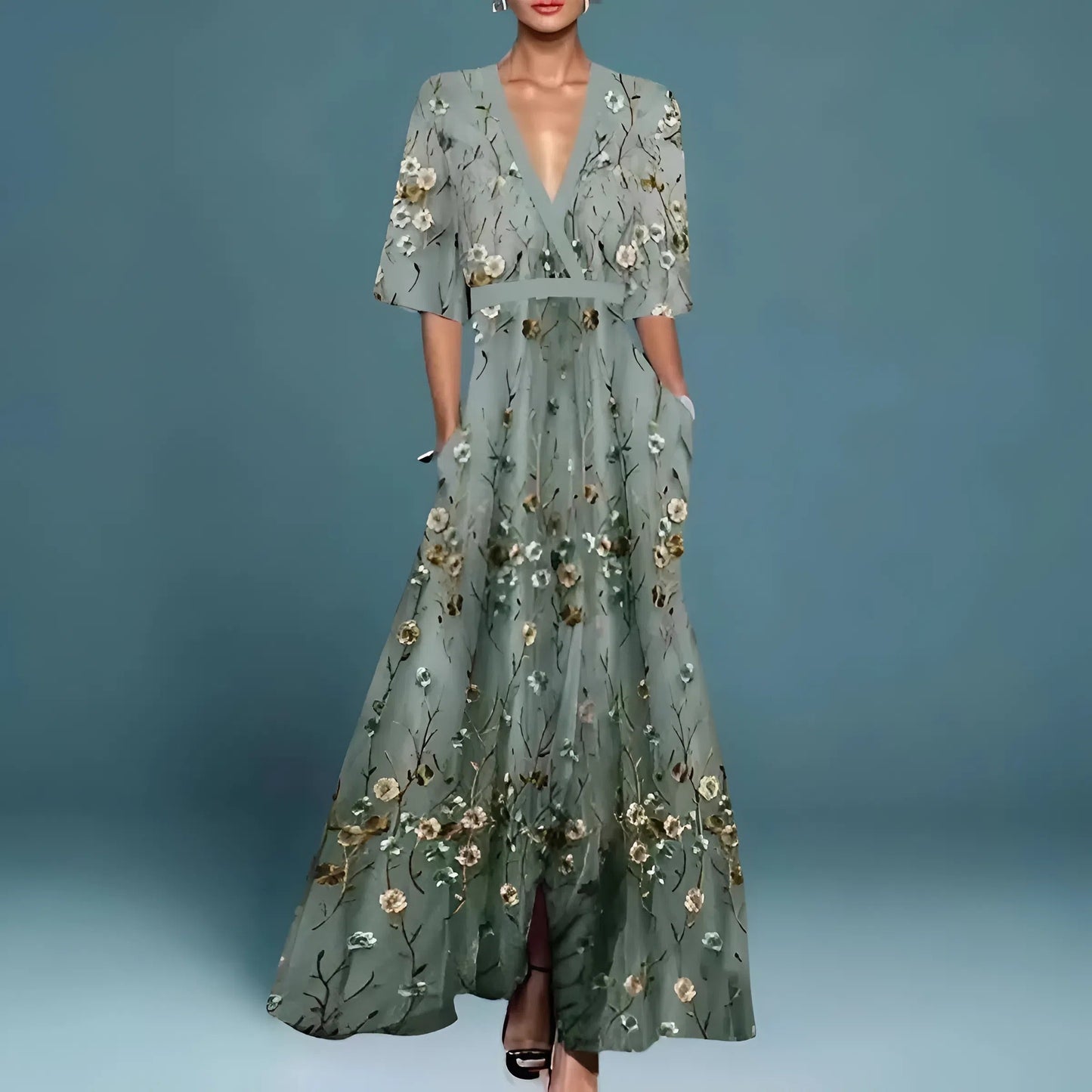 maisonnox® | Elegante Maxi Jurk met Diepe Halslijn